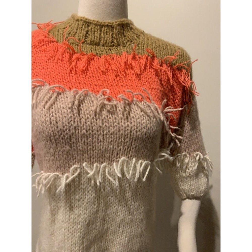 $298 Anthropologie Veroalfie Marlene Fringed Pullover Tunic Sweater Size S NWT - Picture 6 of 11